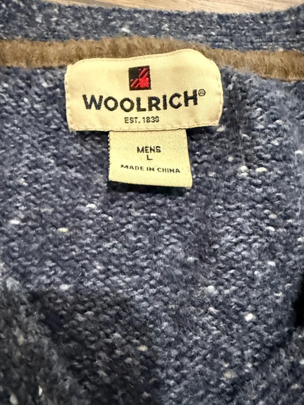 Woolrich Men's Navy Heather V-Neck Sweater - Picture 2 of 6